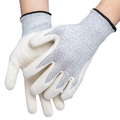 China white Anti-cut latex coated wear-resistant HPPE cut resistant waterproof gloves for metal work for sale