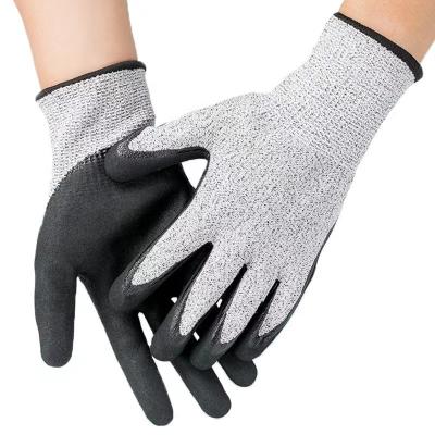 China Anti-cut Level 5 Double Dip Anti-Cut HPPE Safety Butyronitrile Coated Gloves For Tool Production for sale