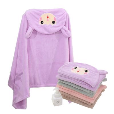 China Cute Cartoon Baby Kids Beach Towel Cover Up Bath Towel Hooded Cloak Fleece Bathrobe Coral Child Safe Bath Towel for sale