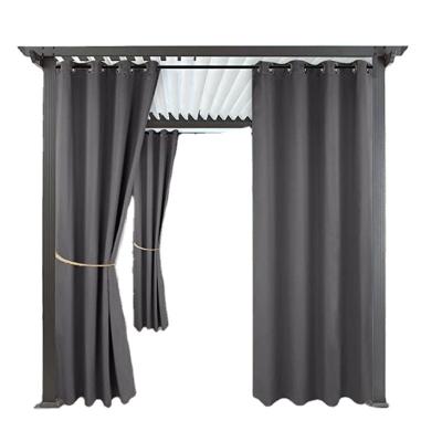 China Blackout Outdoor Waterproof Outdoor Pavilion Border Balcony Finished Drill Hole Drapes Curtain Drape for sale