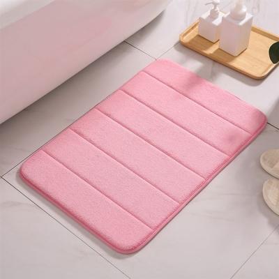 China Modern Home Stripe Coral Fleece Memory Foam Bath Mat Rug for Bathroom, Non-Washable Slip Absorbent Machine for sale