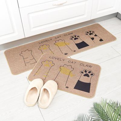 China Amazon Design Popular Custom Printed Washable Jute Kitchen Floor Rugs Non Slip Decorative Blankets for sale