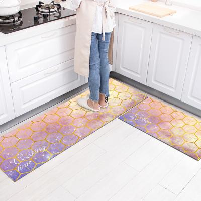 China Non Slip Click Factory Directly Supply 2pc Set Floor Cover PVC Kitchen Mat For Kitchen Living Room Easy Clean Bedroom for sale