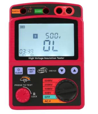 China Benetech GM3125 Digital Insulation Tester 1000G OHM High Voltage Resistance Tester 5000V Te koop