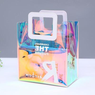 China Wholesale Custom Eco-Friendly Reusable Logo Hologram Tote Bags Pvc Shopping Bag Shoulder Handle Bag for sale