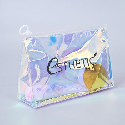 China Reusable Custom Logo Clear Zipper Pvc Plastic Cosmetic Bag With Handle For Women for sale