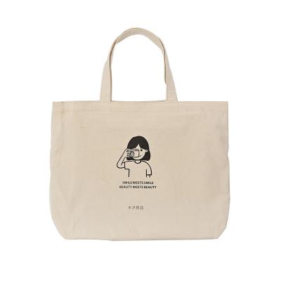 China Handled Custom Design Printing Cotton Canvas Tote Bag Beach Shopping Bag With Logo for sale