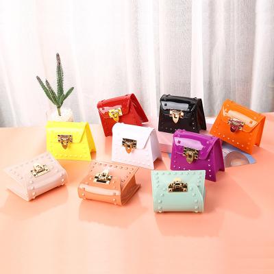 China High Quality Fashion Child Mini Rivet Lock Chain Bags Girl Purse PVC Handbag Women for sale