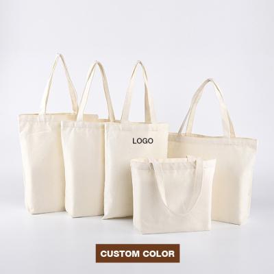 China Custom Eco-Friendly Reusable Shopping Logo Cotton Canvas Tote Bag White Canvas Tote Bag for sale