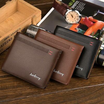 China New Designer RFID Mens PU Leather Branded Short Purse Hand Business Purse Wallet For Men for sale