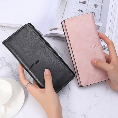 China 2021 New Wallet High Wallet Slim Vintage Solid Color Leather Belt Decoration Soft Money Clip Leather Purse For Men And Women for sale