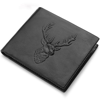 China YIKYIK 2022 New Designer Card Holder Pure Color Deer Waterproof Embossed PU Shorts Men Wallet for sale