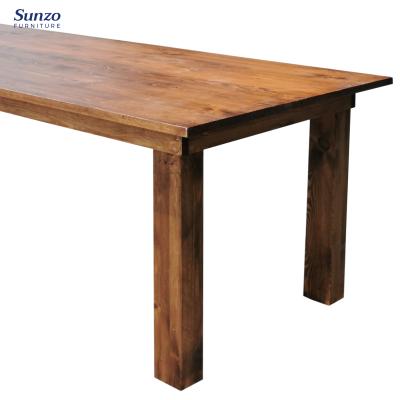 China Solid Wood 96 x 40 Rustic Pine Folding Farmhouse Table for Cross Back Chair and Table for sale