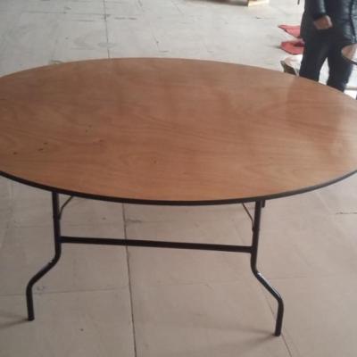 China Wedding Wholesale 8ft Round Wooden Banquet Golding Hotel Table for sale