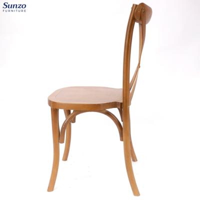 China Unstacakble Traditional Wooden Cross Back Chair With Rattan Seat for sale