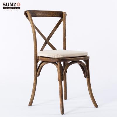 China Hotel Chair Manufacturer Event And Wedding Party Stacking Wooden Cross Back Chair for sale