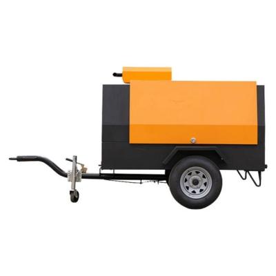 China Lubricated Diesel Engine Lubricated Diesel Engine Portable Compressor 4 Wheels Screw Air Compressor Machine for sale