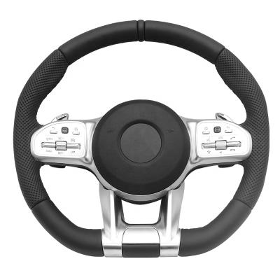 China 2021 new product luxury black cowhide material car modification steering wheel for Mercedes-Benz A 000 460 9908 9E38 for sale