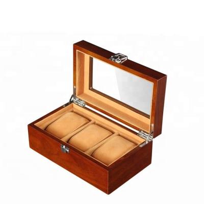 China Handmade Stock Hot Selling Luxury Wooden Watch Box For 3 Pcs Watch for sale