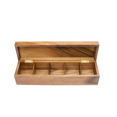 China Luxury Handmade 5 Tea Copartments Black Walnut Wooden Box for sale