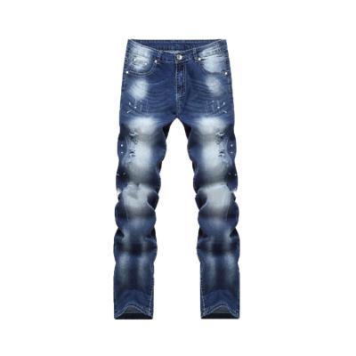 China Wholesale High Quality Breathable Custom Made Mens Vintage Fashion Design Jeans Skinny Fit Stacked Pants for sale