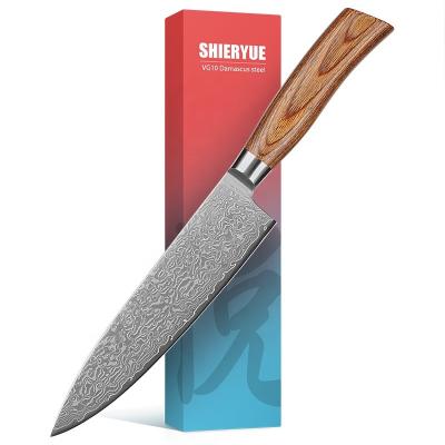 China Raw Wood Or OEM Stocked Customized Ultra Sharp Chef Damascus Knife for sale