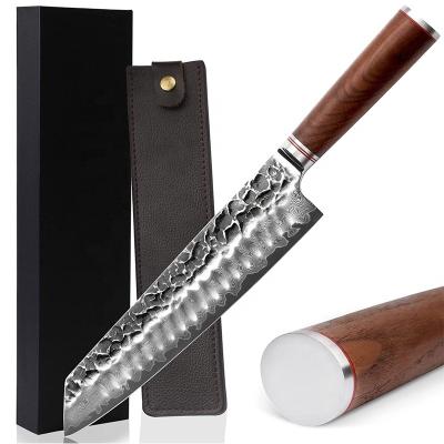 China Premium Walnut Stocked Wood Handle 10 Inch Damascus Kiritsuke Chef Knife for sale