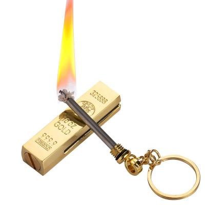 China Mini Keychain Friction Ignition Cigarette Lighter Multifunctional Cigar Bar Gold Fashion Oil Cigarette Lighter Rechargeable Lighter for sale