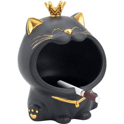 China Novelty Ashtray Tobacco Ash Box Cat Storage Ornament Hand Painted Decoration Open Creative Custom Ceramic Modern Ashtray for sale