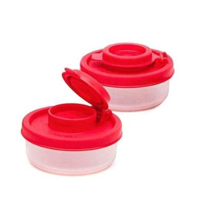 China Clear Salt and Pepper Shakers Picnic Outdoor Kitchen Sustainable Camping Travel with Red Covers Plastic Airtight Spice Jar Dispenser for sale