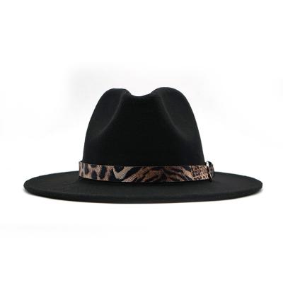 China Wholesale New Design Comfortable Fedora Hats Felt With Leopard Stripe for sale