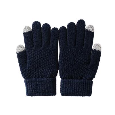 China Soft Jacquard Touch Screen Women Men Winter Warm Stretch Knitted Mittens Gloves for sale