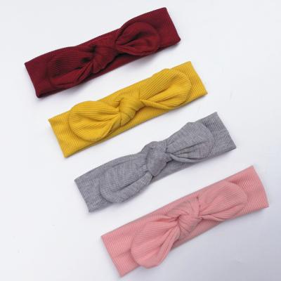 China Fashion Solid Colors Elastic Bow Headband Bunny Ears Knotted Hair Accessories for sale