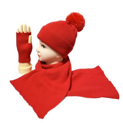 China COMMON Three Piece Beanie Scarf And Gloves Sets Knitted Luxury Unisex for sale