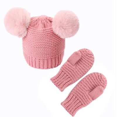 China COMMON Baby Beanie Winter Knitted Kid Hat Glove Sets For Kid for sale