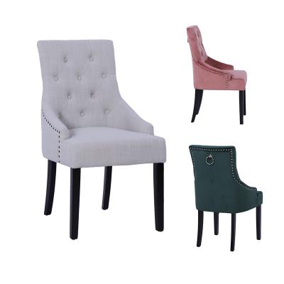 China Anji Yuetan Wholesale Customized Upholstered high quality canvas fabric tufted back dining chair for sale