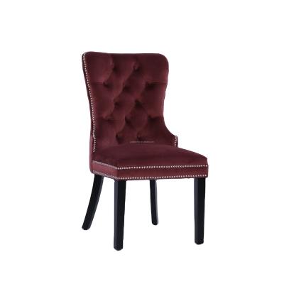 China American Style Wholesale Hotel Tufted Furniture Tufted Back Wooden Chair Velvet Upholstery Dining Chair for sale