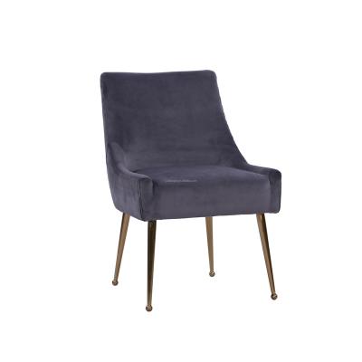 China Manufacturer Nordic Restaurant Room High Quality Furniture Upholstered Velvet Fabric Metal Legs Dining Chair for sale