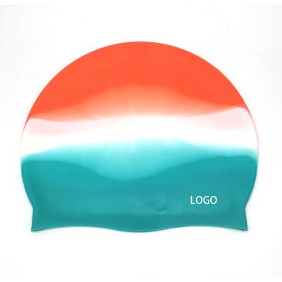 China ZLF Eco-friendly Waterproof Durable Mixed Color Swimming Caps Silicone Printing Colorful Waterproof Silicone Print Waterproof Adult Child 100% Customized Swim Caps for sale