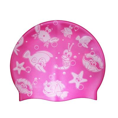 China Hot Sale Durable Eco-friendly Kids Swim Cap Comfy Goods ZLF Silicone Silicone Customized Cartoon Logo CP-1 Head Cover Swim Cap For Kids for sale