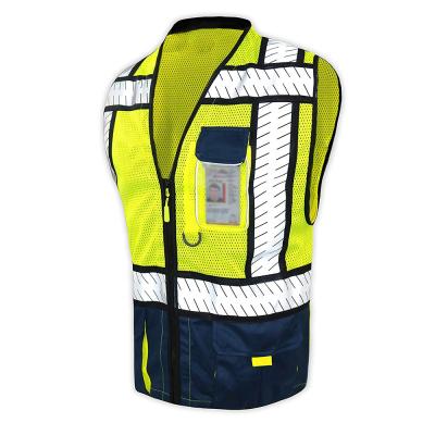 China Hi Force ZUJA Senior Engineer Breathable Blue Navy Mesh Heavy Duty Reflective Safety Vest for sale