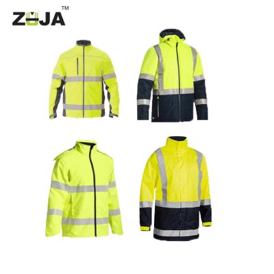 China ZUJA Water Proof Customized Workwear Oxford Yellow Safety Reflective Jacket for sale