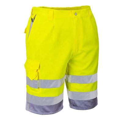 China ZUJA High Visibility Cargo Workwear Shorts Summer Reflective Cool Stripe Safety Breeches for sale