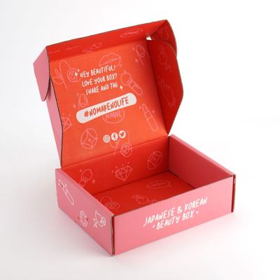 China Disposable custom luxuri carton boxes cute red pink eco-friendly flat shipping carton for cosmetic for sale