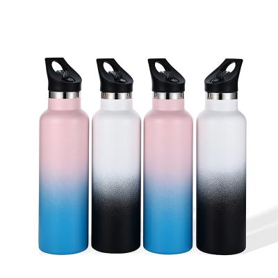 China New Arrival Gradient Vacuum Flask Wall Stainless Steel PORTABLE Insulated Dual Mouth Water Bottle Mixing Standard Color With Straw Lid for sale