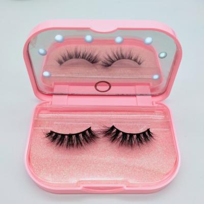 China Flip Up Custom Logo Mirror Eye Lash Empty Box Packaging Box Container Eyelash Case For 3d False Mink Eyelashes for sale