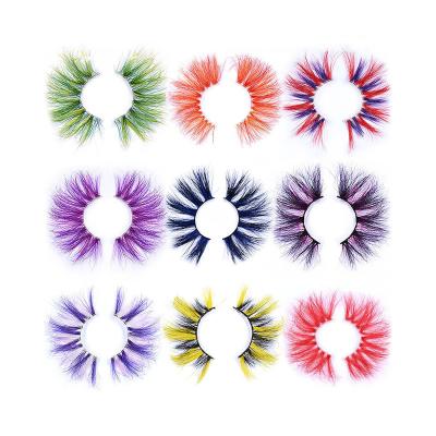 China Multi Color Options Full Strip Lashes Halloween Colored Lashes Wrapping Colored Mink Eyelash Christmas Holiday for sale