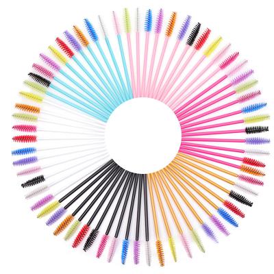 China Personal / Wedding Photography 50 pcs Lashes Eyebrow Eyelash Mascara Glossy Magic Wands Shiny Pink Colored Eyebrow Mascara Brush for sale