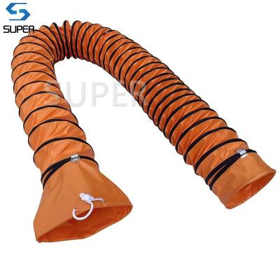 China Fire/Water/UV Resistant Orange 8inch 5m Flexible Air Duct Hose with Rope Connection for Basement Air Ventilation for sale