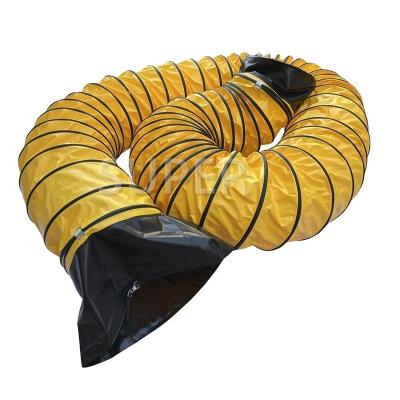 China Fire/Water/UV Resistant PVC Industrial Vinyl Flexible Air Stack Hose With Loop Coupling for sale